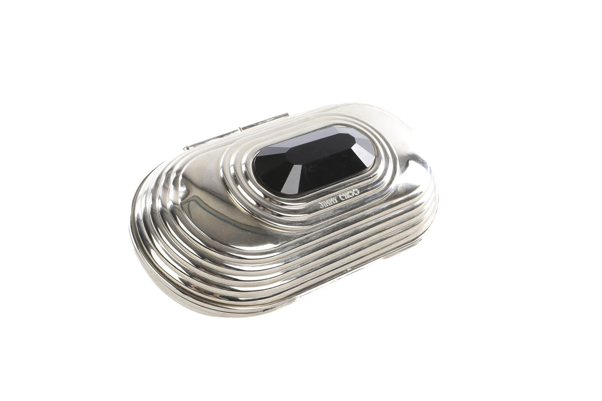 JIMMY CHOO SILVER METAL CLUTCH