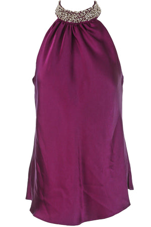 SIMKHAI PURPLE SATIN TOP XSMALL