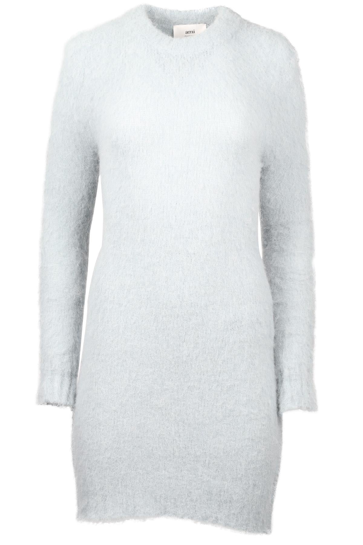 AMI PARIS BLUE ALPACA MINI DRESS MEDIUM