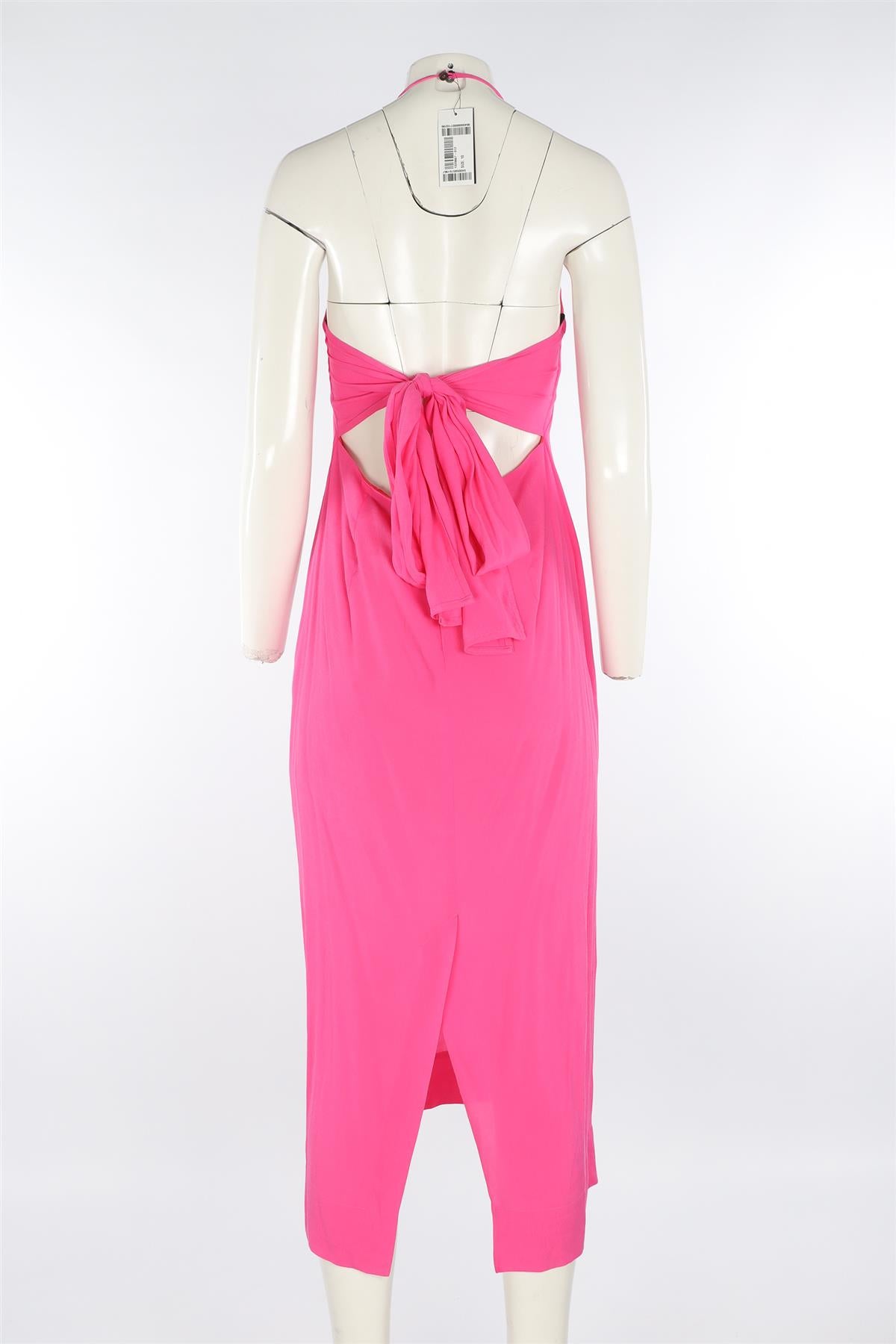 THREE GRACES LONDON PINK CREPE MIDI DRESS UK 10