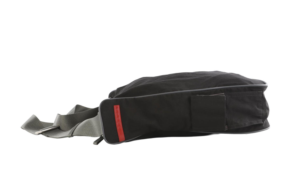 PRADA BLACK LINEA ROSSA NYLON CROSSBODY BAG