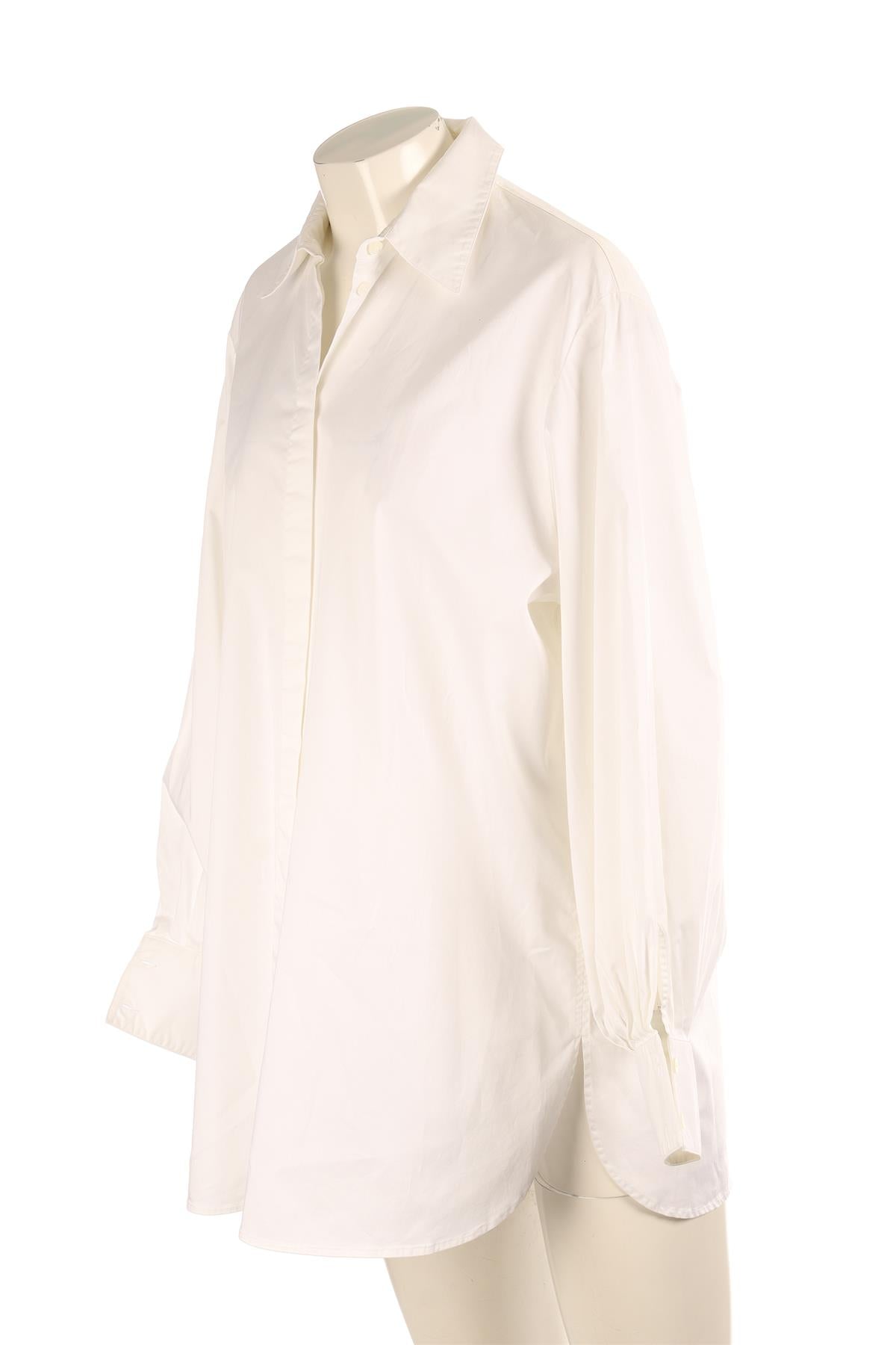 THE ROW IVORY COTTON SHIRT LARGE