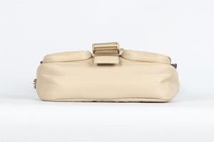 PRADA BEIGE POCKET LEATHER AND RE-NYLON SHOULDER BAG