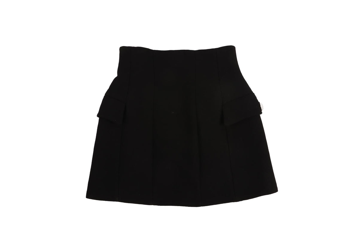 ALESSANDRA RICH BLACK WOOL MINI SKIRT IT 38 UK 6