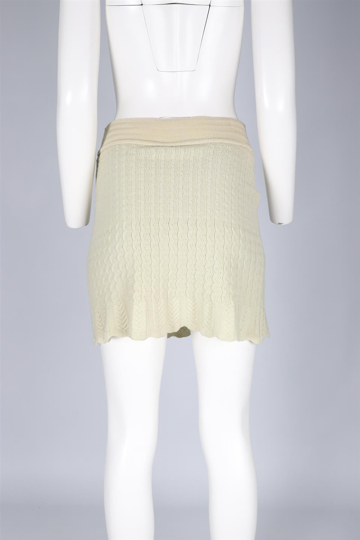 AZZEDINE ALAÏA GREEN 1990 WOOL BLEND MINI SKIRT XSMALL