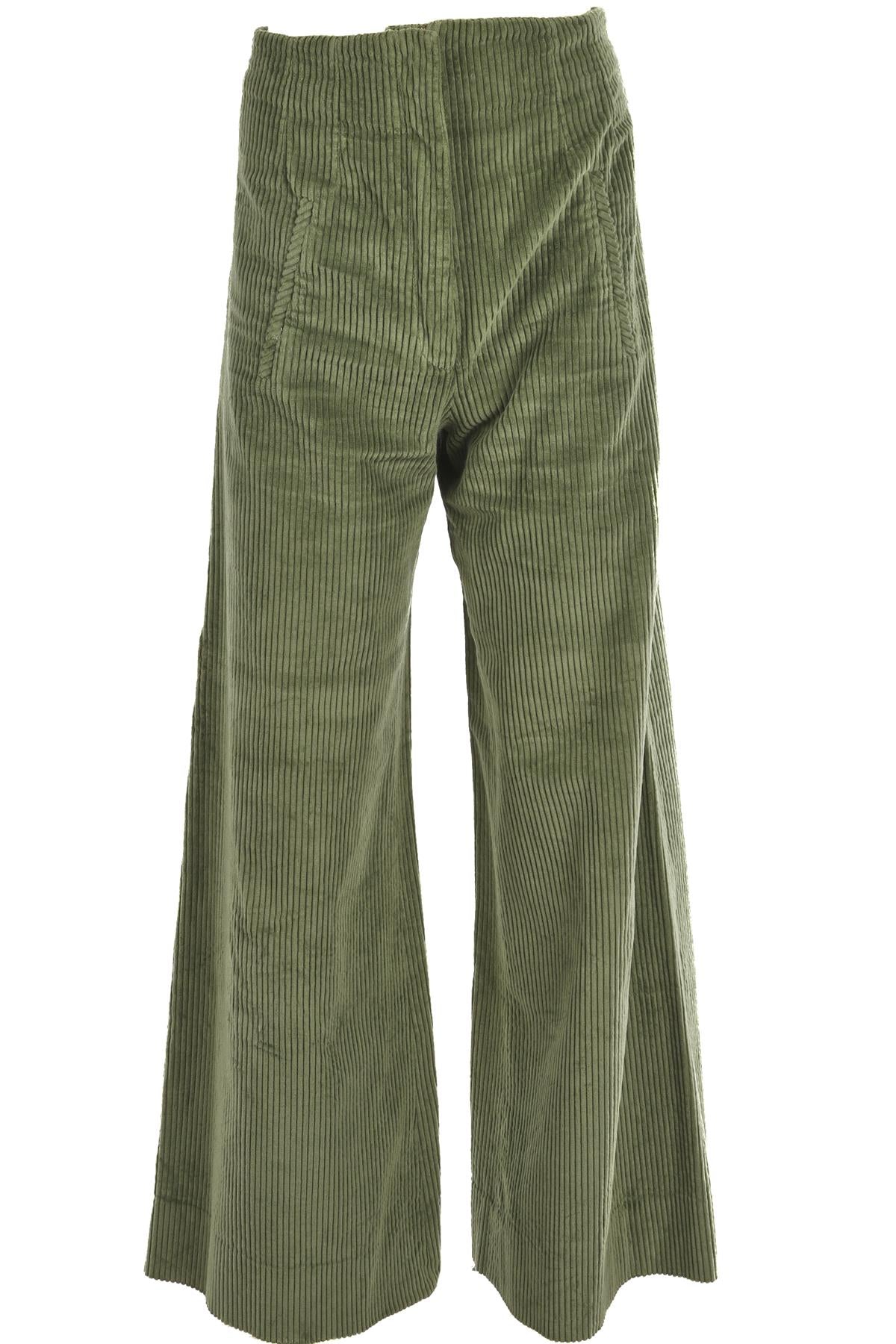 ANNA MASON GREEN CORDUROY WIDE LEG PANTS UK 8