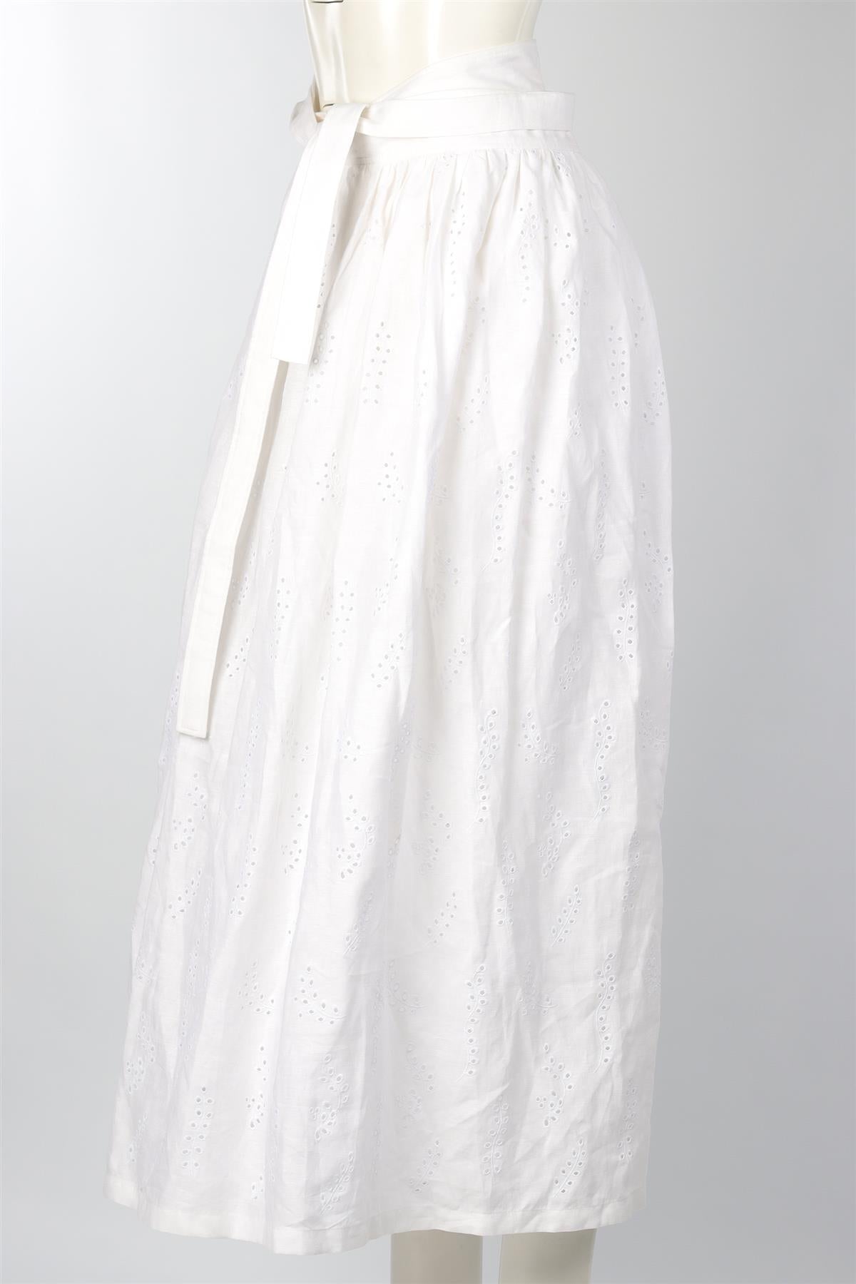 CHLOÉ + ERES WHITE LINEN MAXI SKIRT FR 42 UK 14