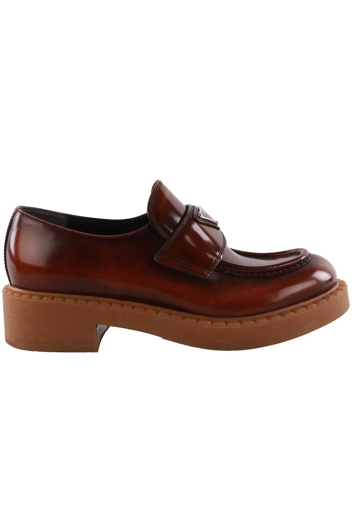 PRADA BROWN LEATHER PLATFORM LOAFERS EU 38 UK 5 US 8