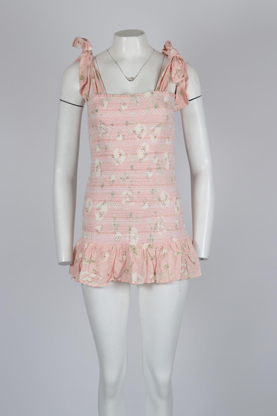 LOVESHACKFANCY FLORAL PRINT COTTON MINI DRESS MEDIUM