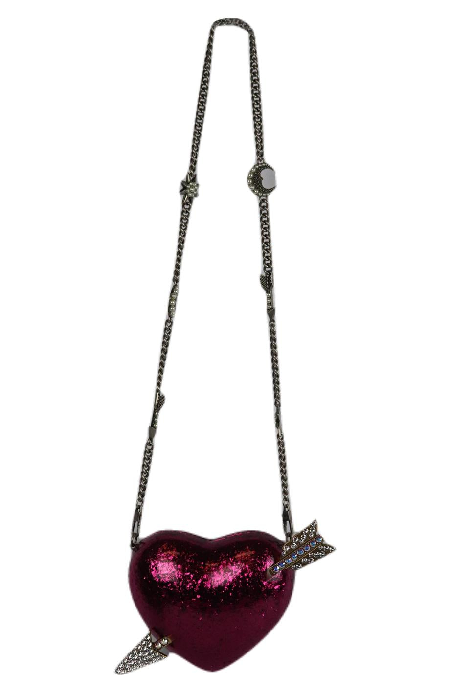 GUCCI BROADWAY HEART CRYSTAL EMBELLISHED GLITTERED PERSPEX SHOULDER BAG