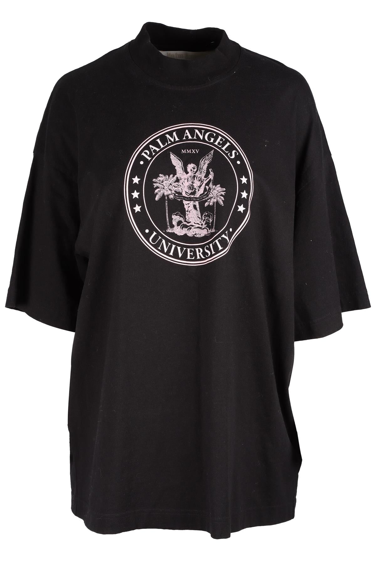 PALM ANGELS BLACK COTTON T-SHIRT MEDIUM