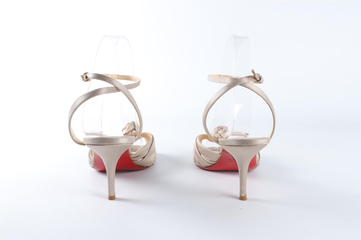 CHRISTIAN LOUBOUTIN GOLD SATIN SANDALS EU 39.5 UK 6.5 US 9.5