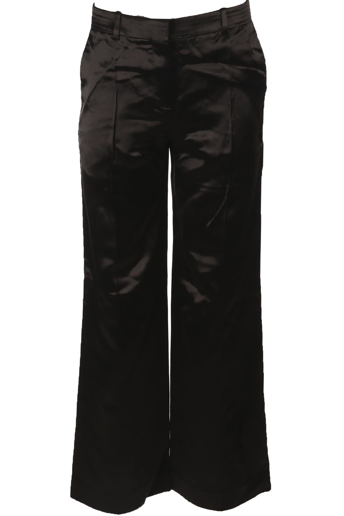 THE ROW BLACK SATIN STRAIGHT LEG PANTS US 2 UK 6