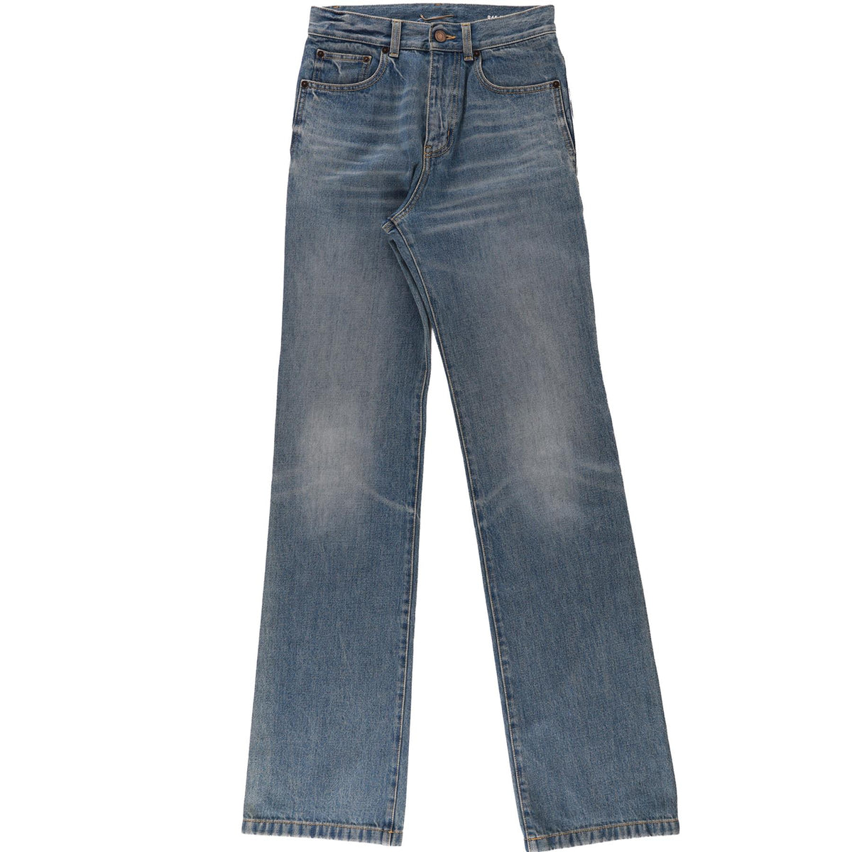SAINT LAURENT BLUE HIGH RISE STRAIGHT LEG JEANS W27