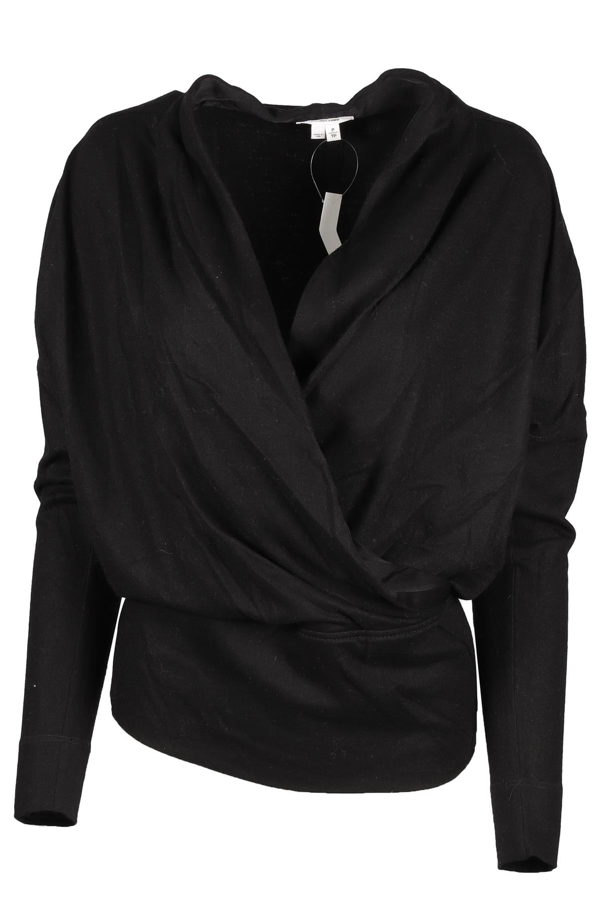 HELMUT LANG BLACK WOOL TOP XSMALL