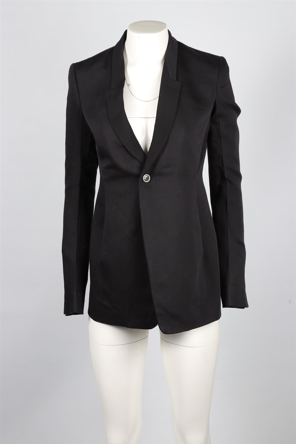 RICK OWENS BLACK WOOL BLAZER IT 40 UK 8