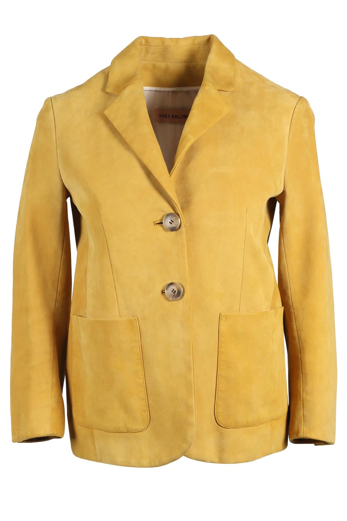 YVES SALOMON YELLOW SUEDE BLAZER XSMALL