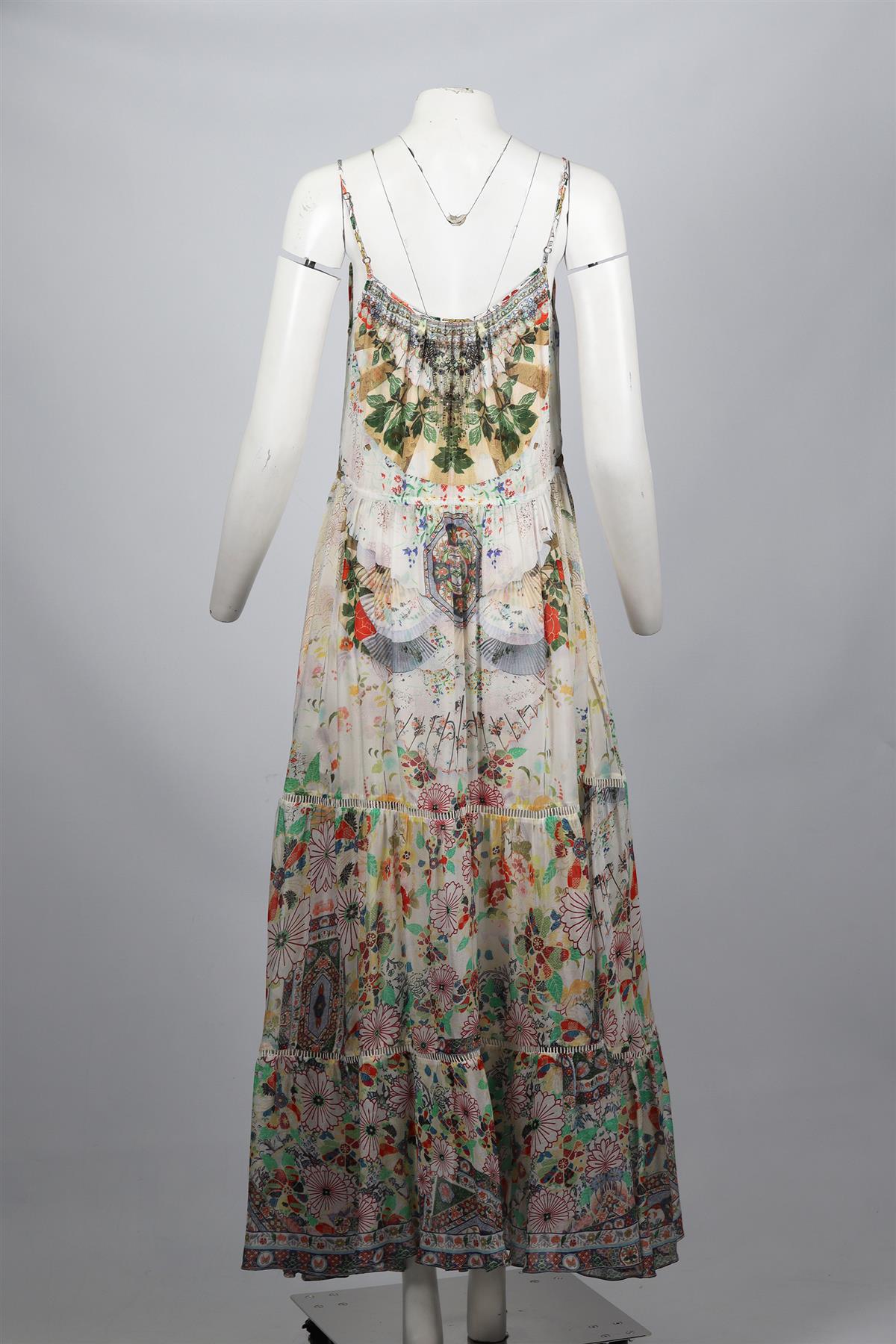 CAMILLA CRYSTAL AND SILK MAXI DRESS SMALL