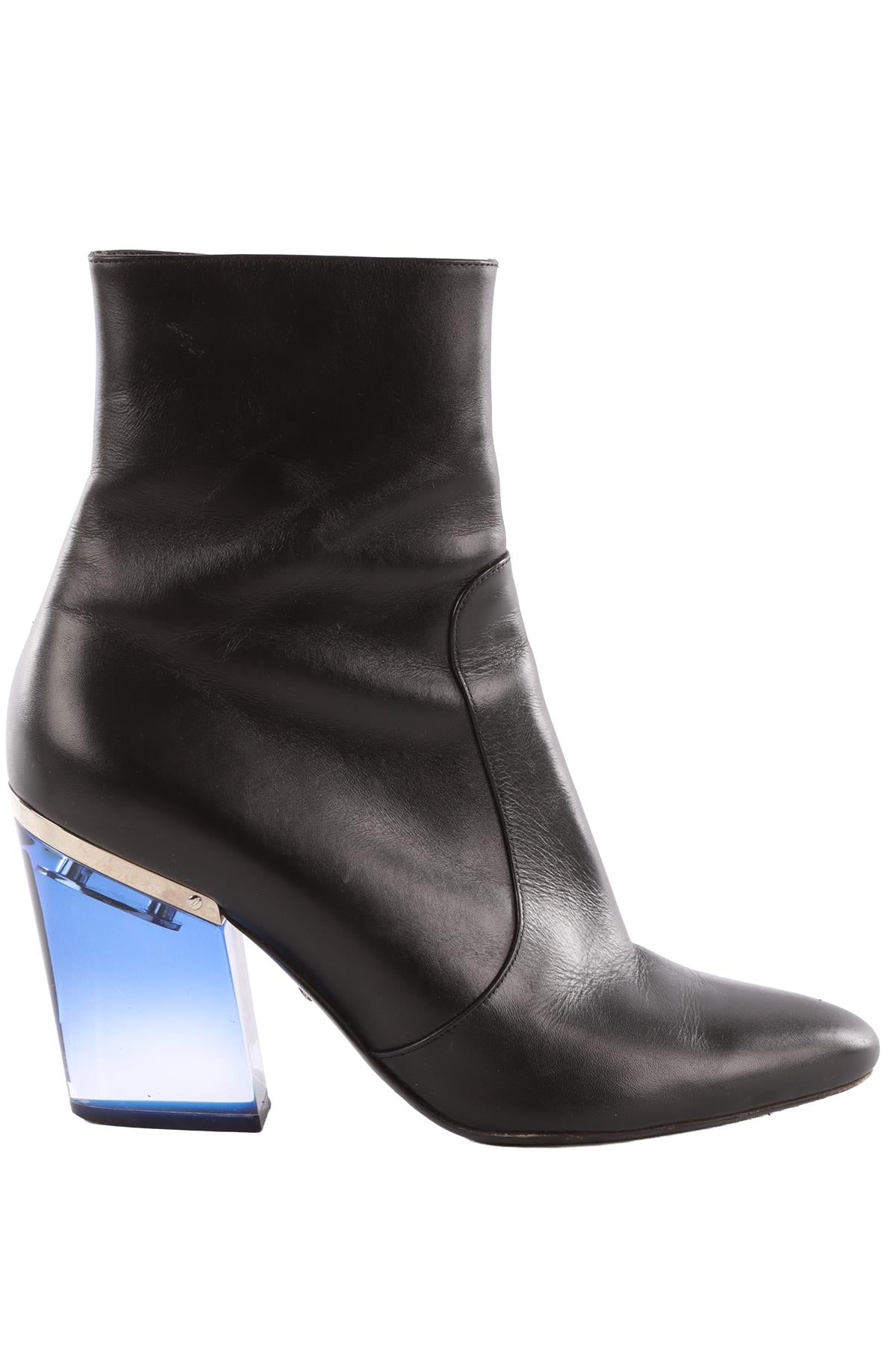 CHRISTIAN DIOR BLACK LEATHER ANKLE BOOTS EU 39 UK 6 US 9
