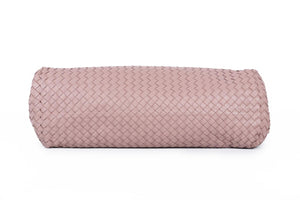 BOTTEGA VENETA PINK DOUBLE CHAIN MEDIUM INTRECCIATO LEATHER TOTE BAG