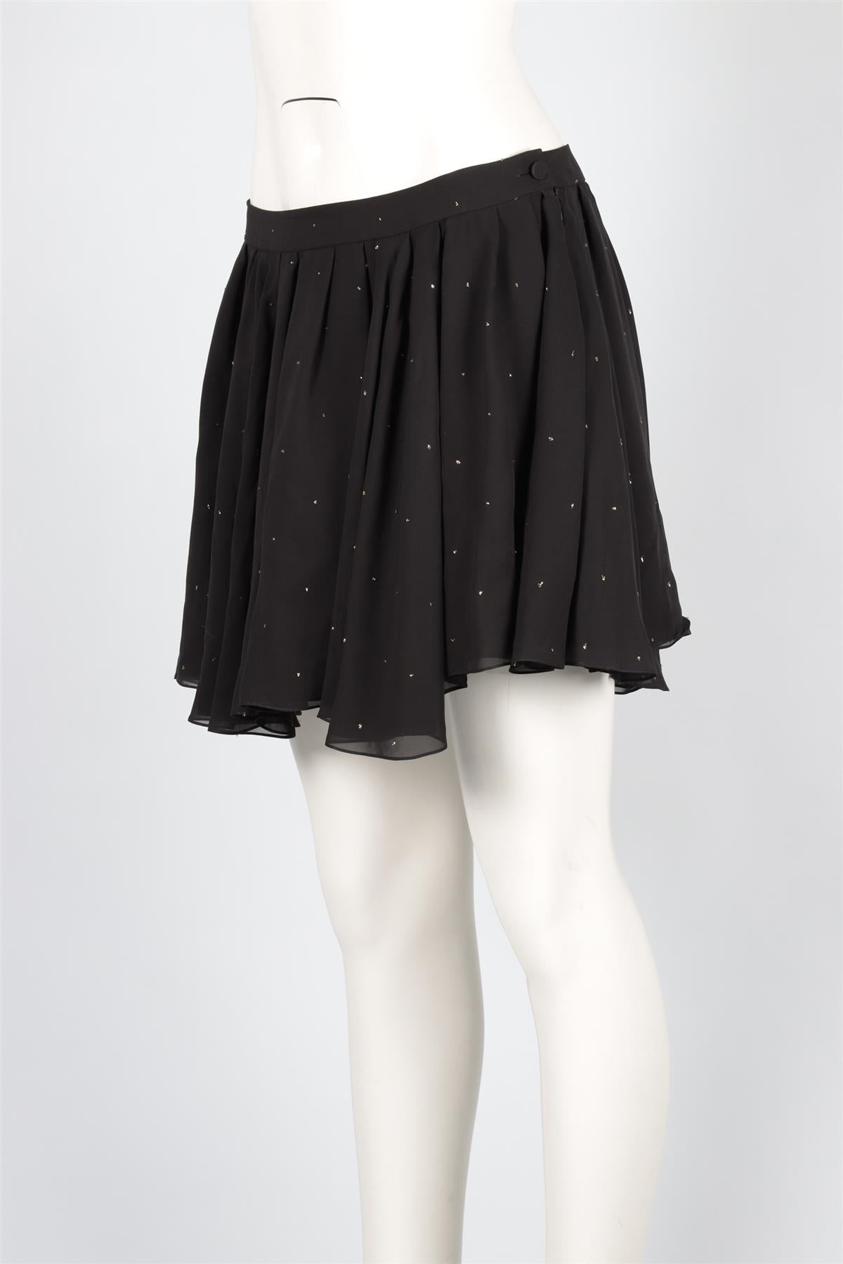 SAINT LAURENT BLACK SILK MINI SKIRT FR 38 UK 10
