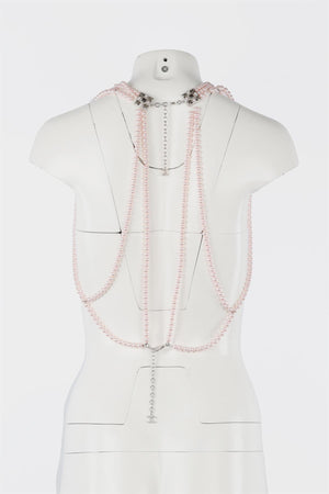 CHANEL PINK 2015 CC PEARL BODY NECKLACE