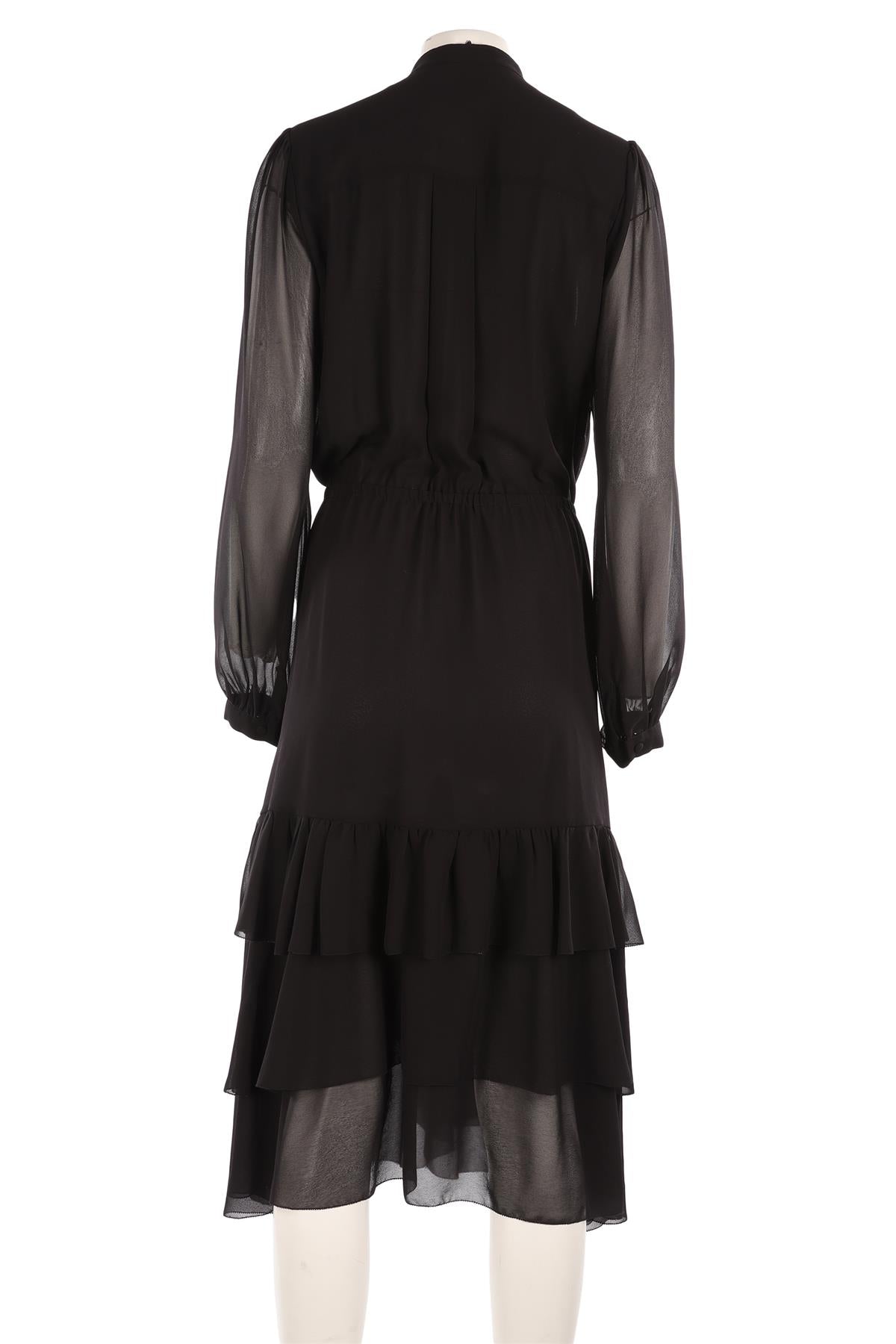 MICHAEL MICHAEL KORS BLACK CREPE MAXI DRESS LARGE