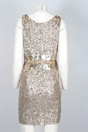 JENNY PECKHAM GOLD SEQUIN MINI DRESS UK 14