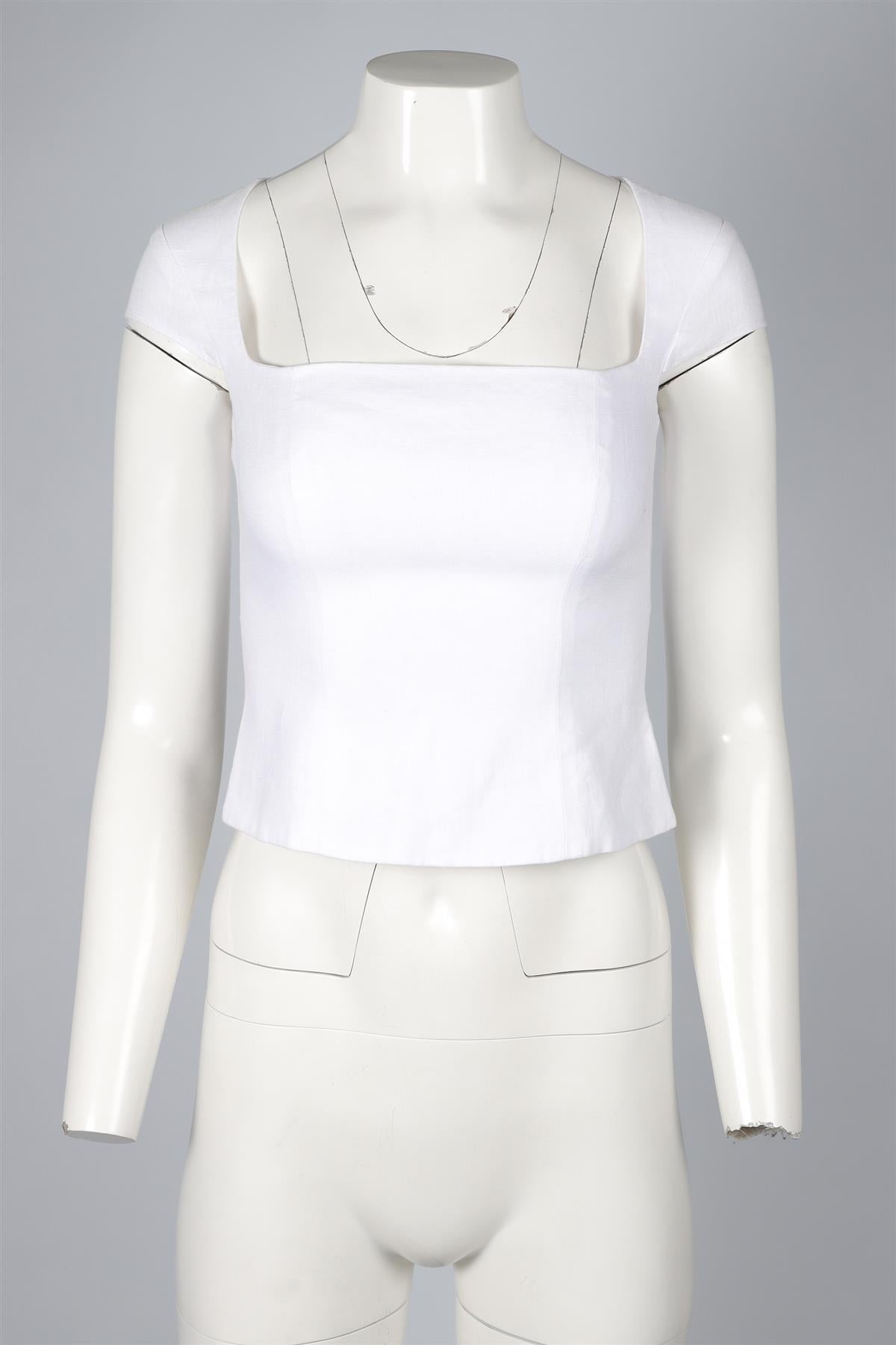 REFORMATION WHITE LINEN TOP US 0 UK 4