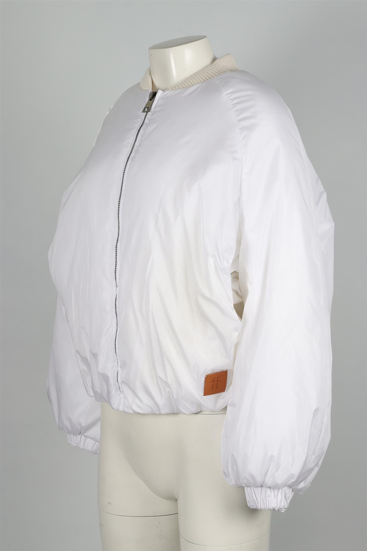FORTE FORTE WHITE SHELL BOMBER JACKET UK 8