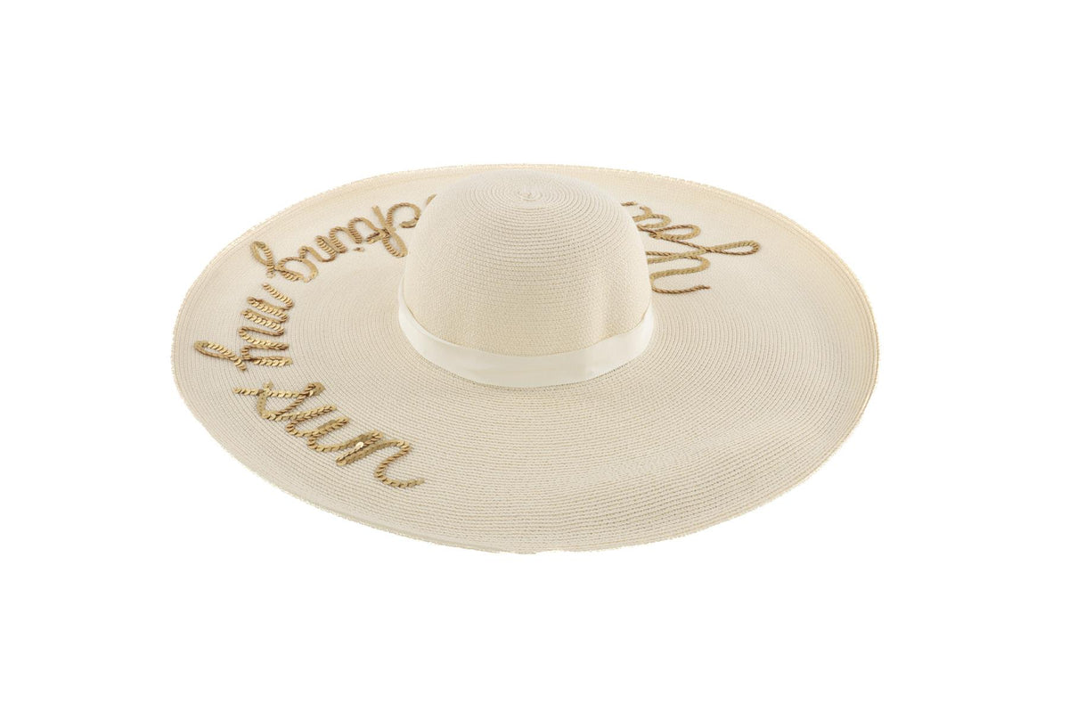 EUGENIA KIM CREAM PAPER SUN HAT 58CM