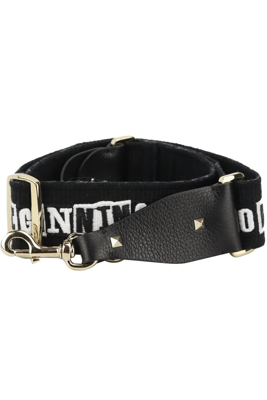 VALENTINO EMBROIDERED CANVAS AND LEATHER BAG STRAP