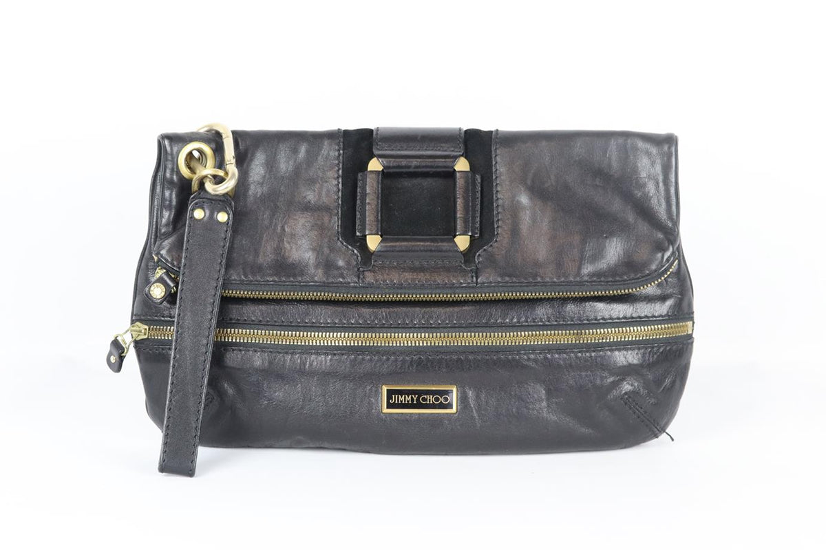 JIMMY CHOO MARIN LEATHER CLUTCH