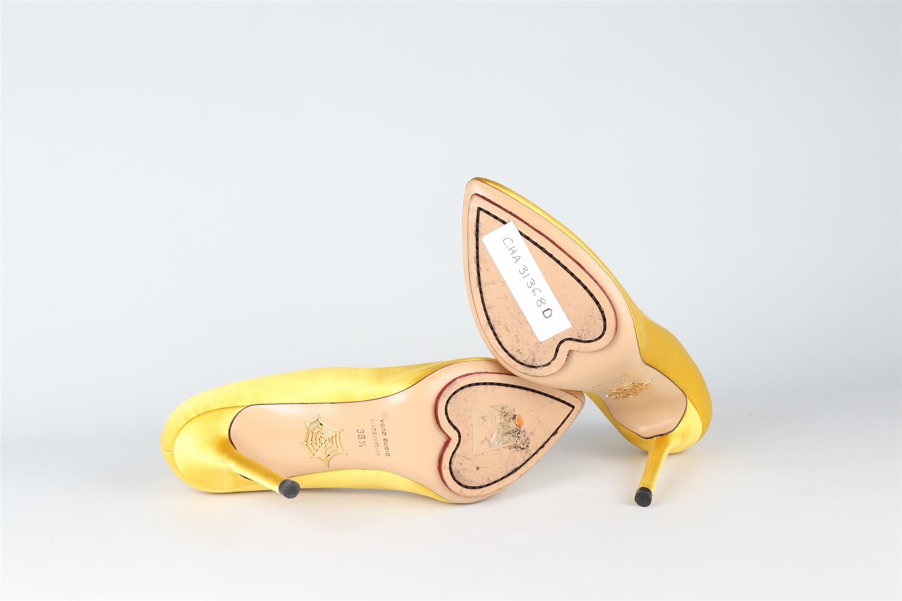 CHARLOTTE OLYMPIA YELLOW SATIN PUMPS EU 36.5 UK 3.5 US 6.5