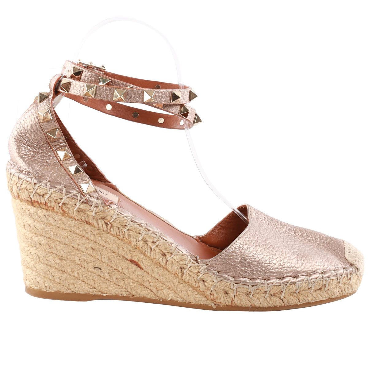 VALENTINO GARAVANI BRONZE LEATHER WEDGE ESPADRILLES EU 39 UK 6 US 9
