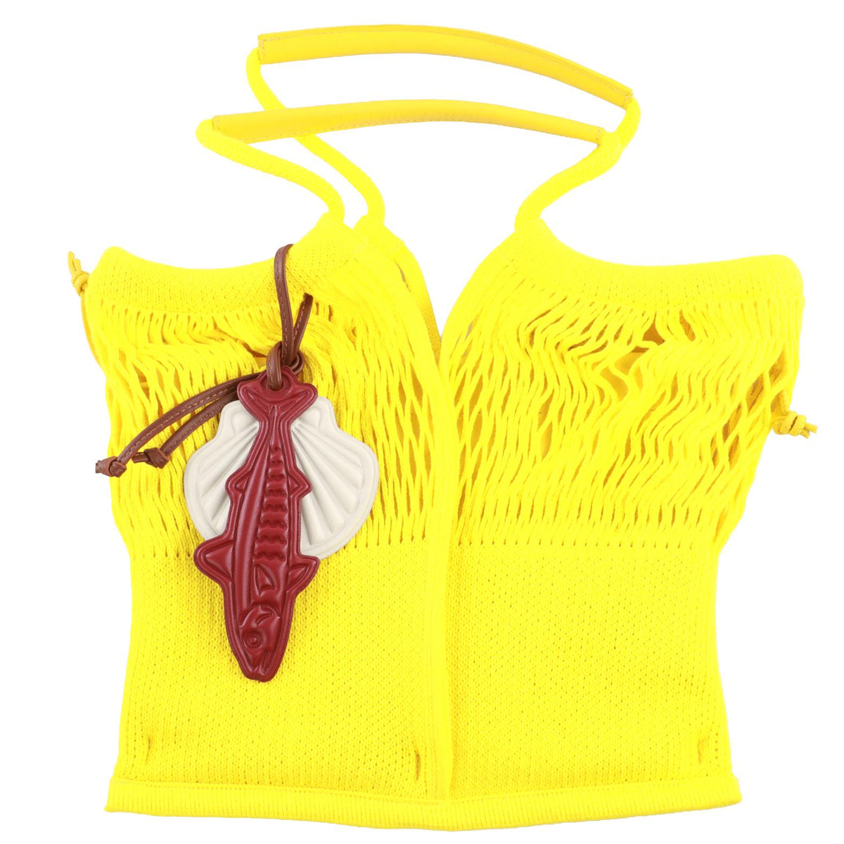 HEREU YELLOW CALELLA FILT S CHARM FABRIC TOTE BAG