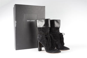 SAINT LAURENT BLACK SUEDE ANKLE BOOTS EU 39.5 UK 6.5 US 9.5