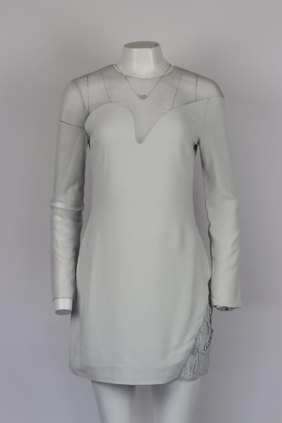 CUSHNIE ET OCHS EMBELLISHED TULLE AND CREPE MINI DRESS US 8 UK 12