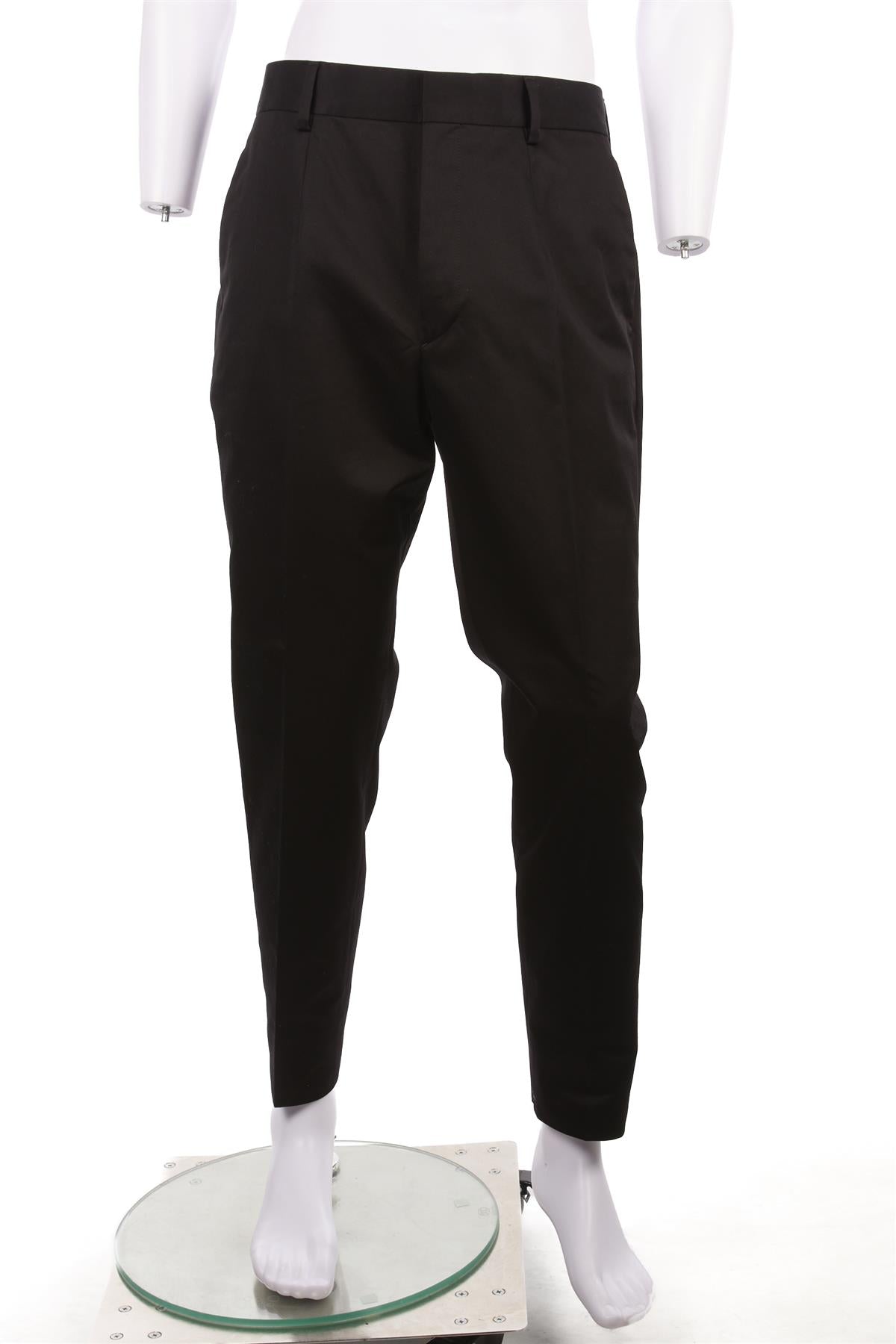 PRADA BLACK MEN'S COTTON STRAIGHT LEG PANTS IT 48 UK 32