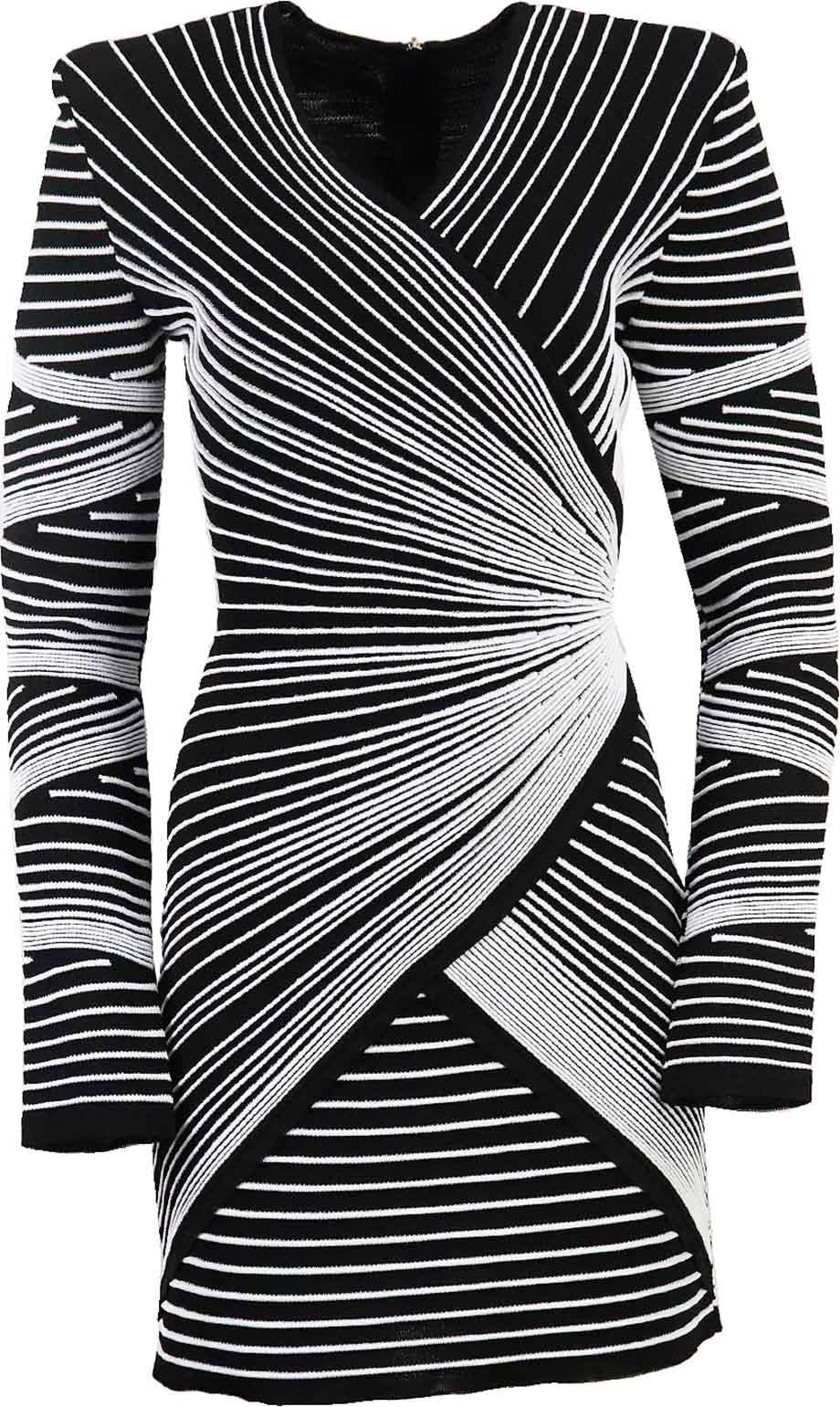 BALMAIN BLACK KNIT MINI DRESS FR 42 UK 14