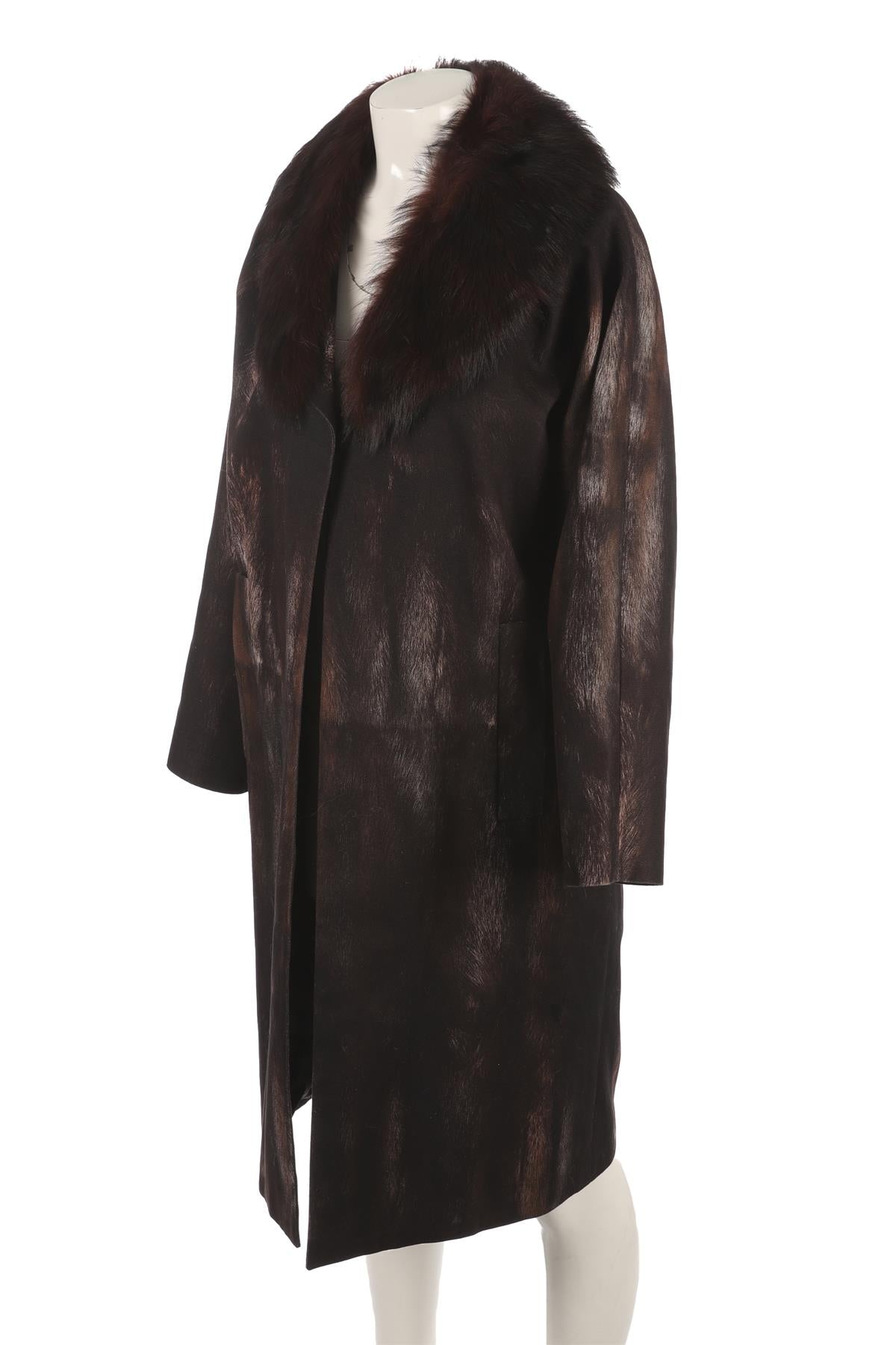 PRADA BROWN COTTON COAT IT 42 UK 10