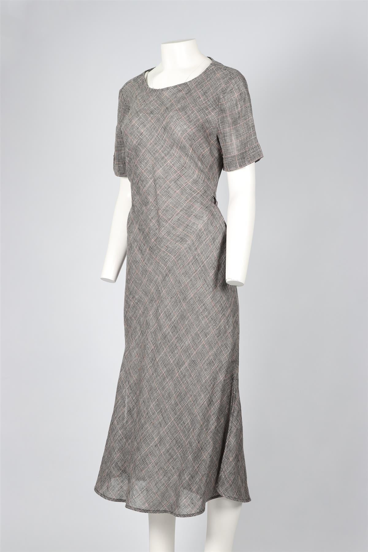 NICOLE FARHI GREY LINEN BLEND MIDI DRESS UK 10