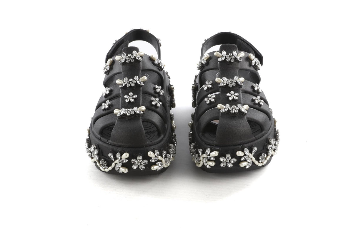 Simone Rocha + Crocs Black Stomp Rubber Platform Sandals UK 3-4