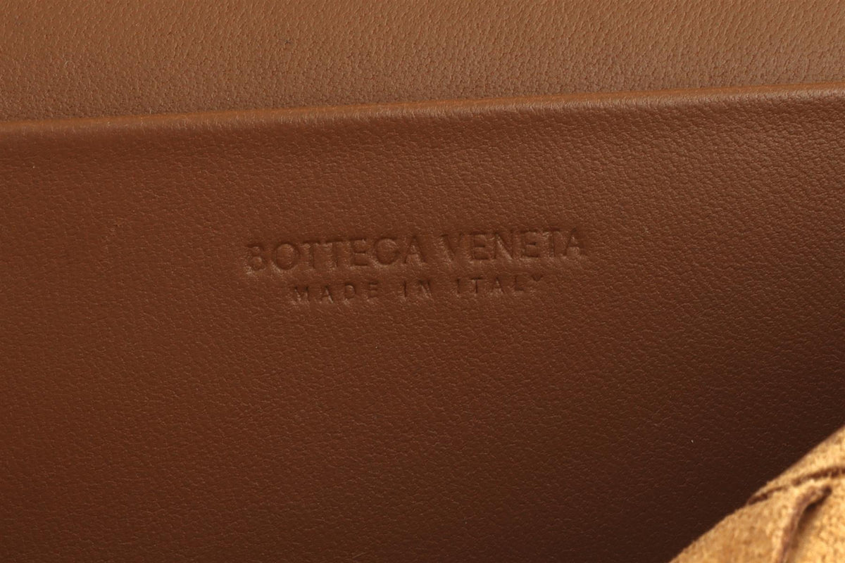 BOTTEGA VENETA TAN BANG BANG VANITY MINI INTRECCIATO SUEDE TOTE BAG