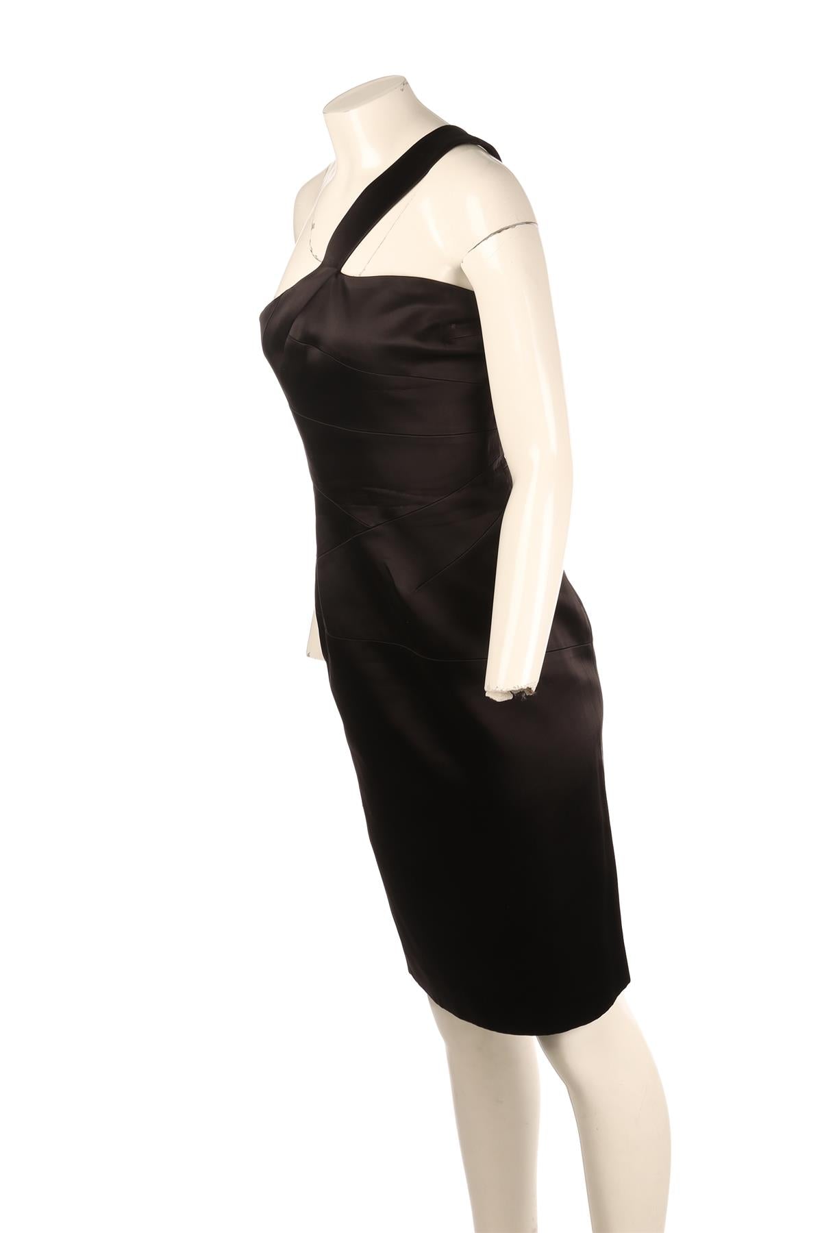 MICHAEL KORS BLACK SATIN MINI DRESS US 4 UK 8
