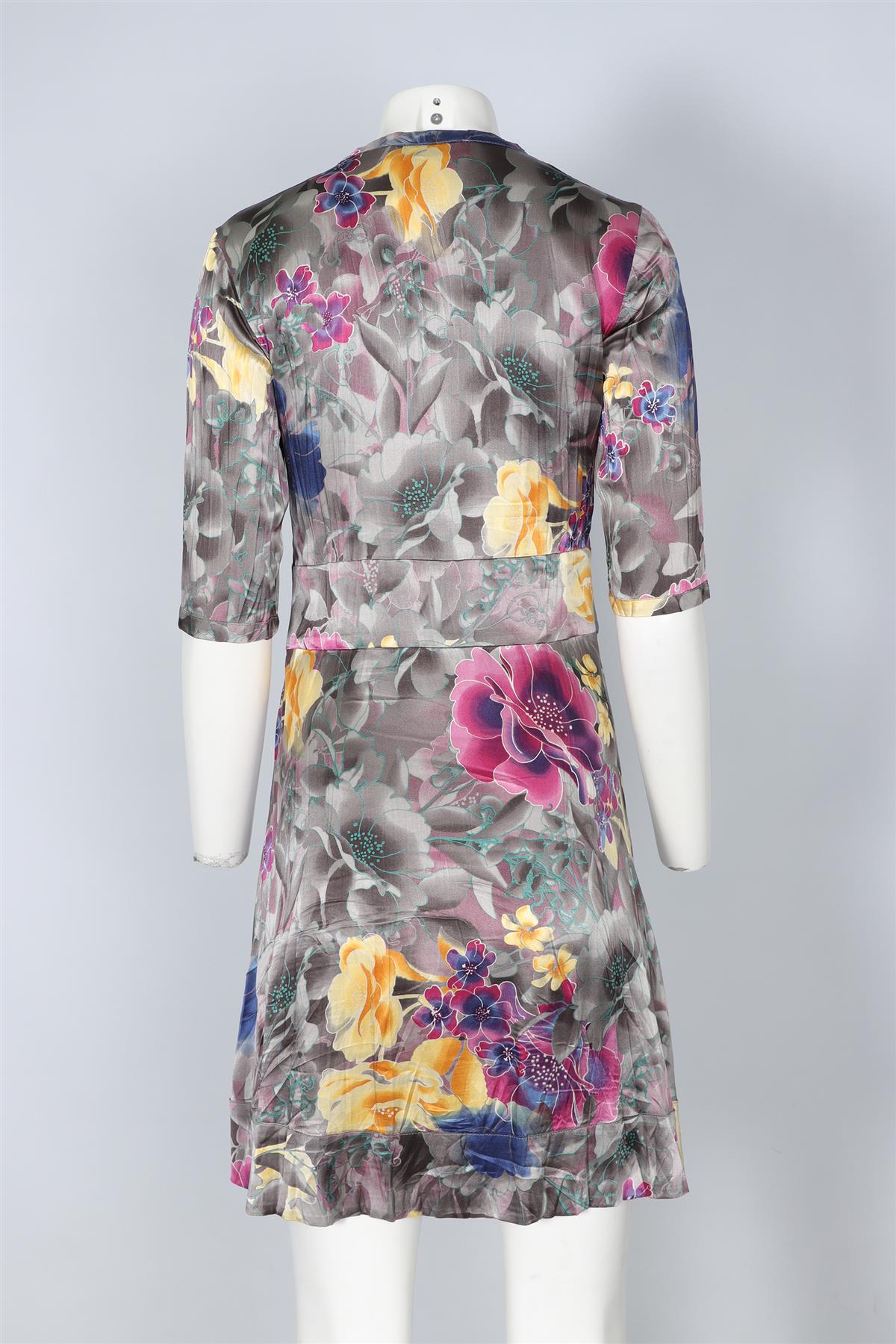 ETRO GREY SILK MINI DRESS IT 40 UK 8
