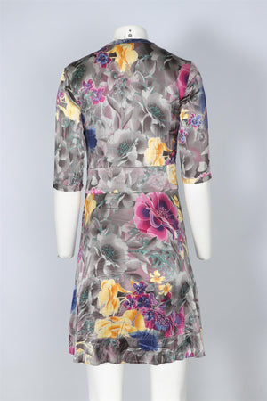 ETRO GREY SILK MINI DRESS IT 40 UK 8