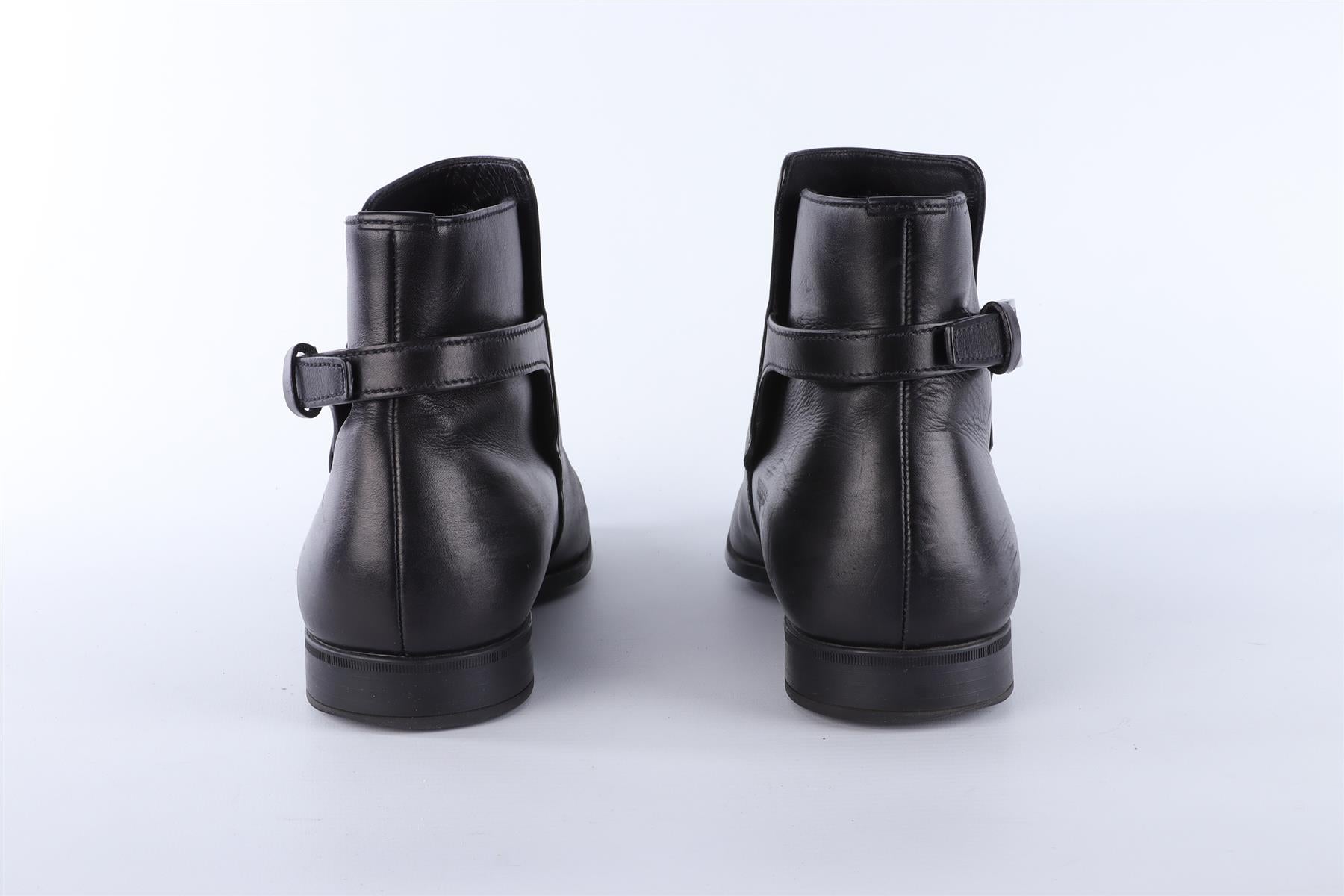PRADA MEN'S BLACK LEATHER ANKLE BOOTS EU 42.5 UK 8.5 US 9.5