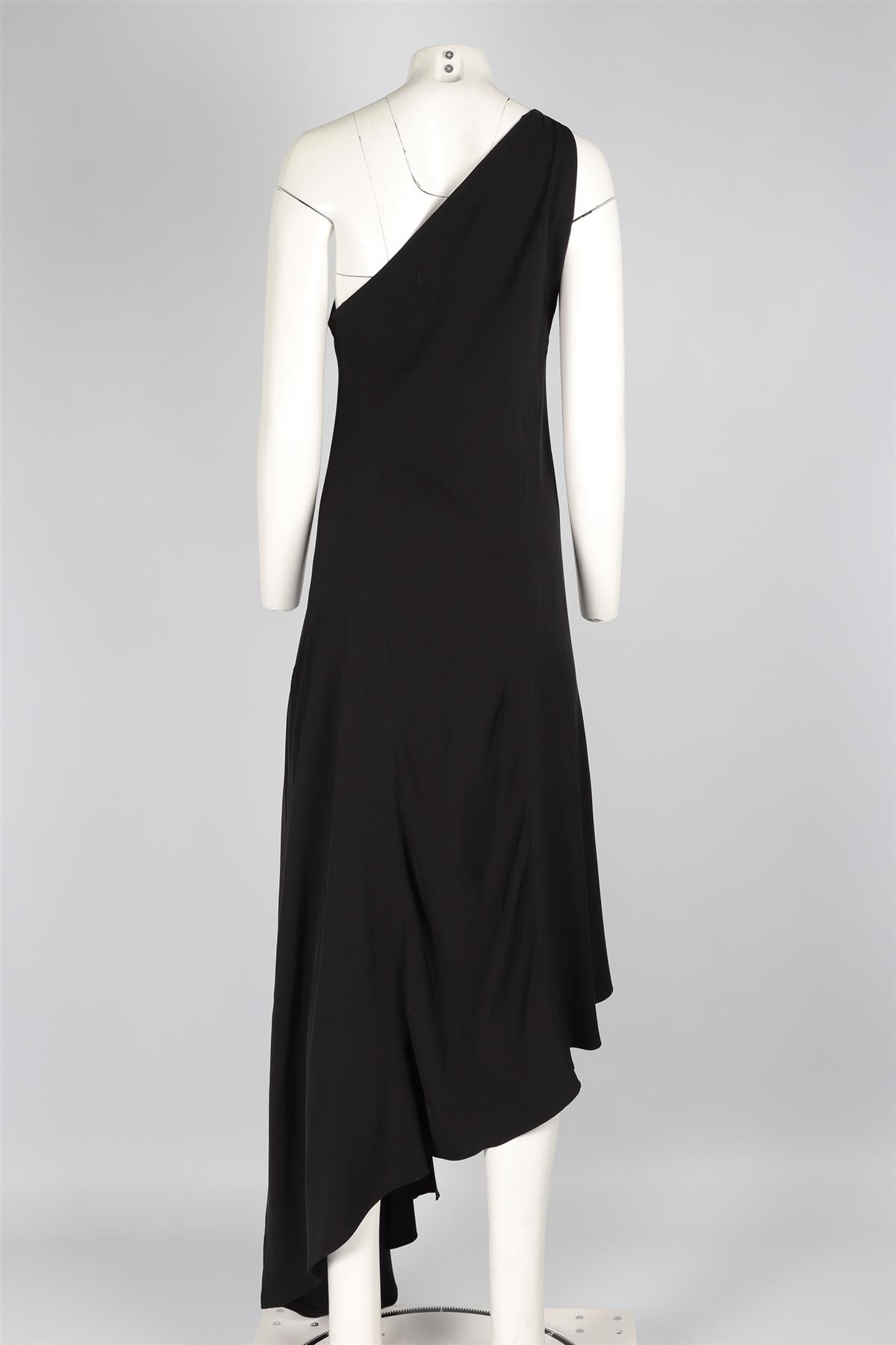 JUAN CARLOS OBANDO BLACK SILK MIDI DRESS UK 12