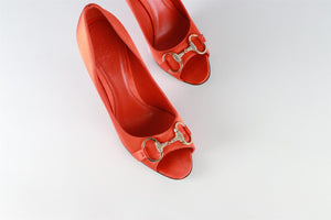 GUCCI RED SATIN PUMPS EU 37.5 UK 4.5 US 7.5